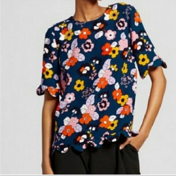Victoria Beckham for Target Navy Floral Blouse Size XS. Excellent Condition. - Picture 4 of 10